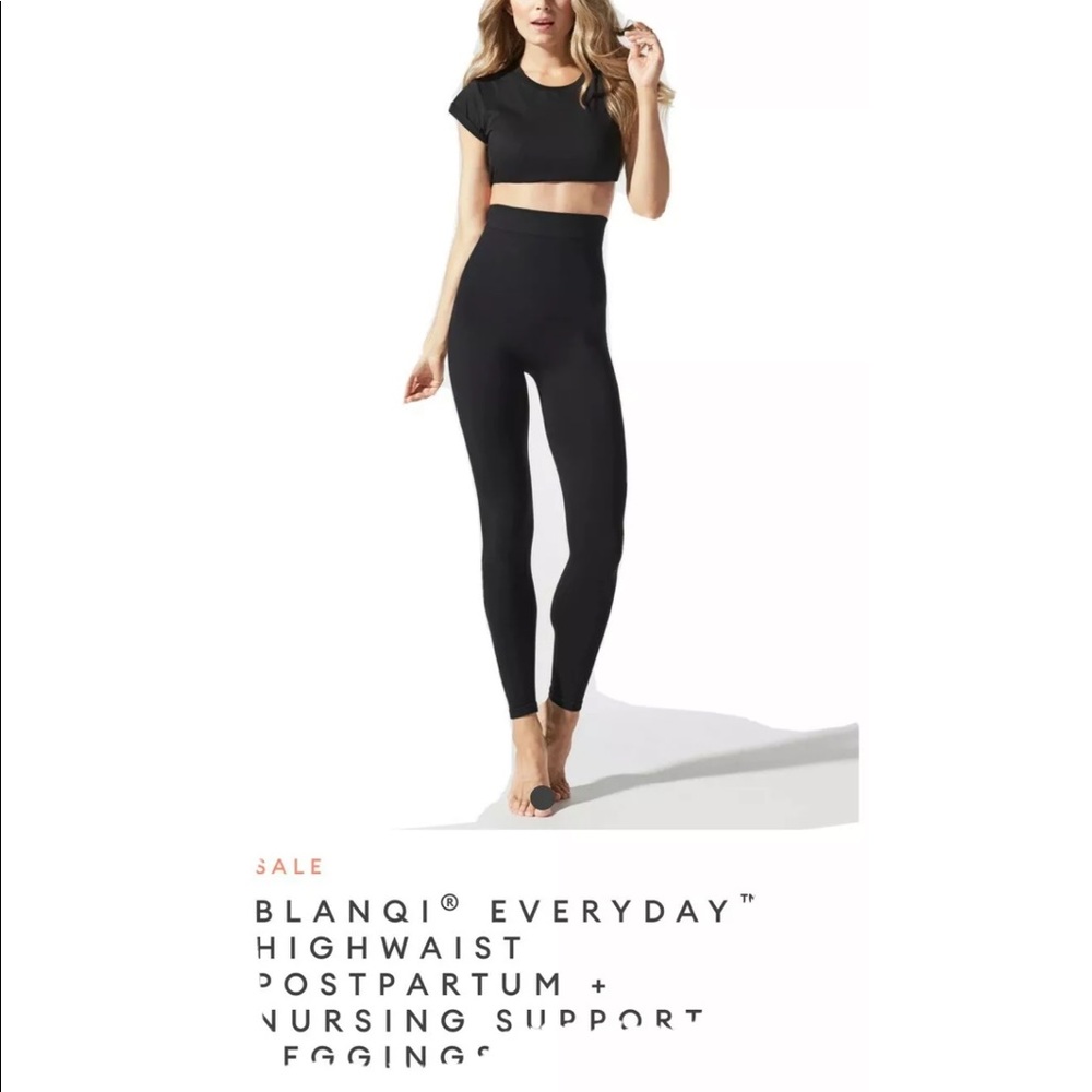 BLANQI S Women's Nylon Spandex Post Partum High Rise Maternity Leggings Black